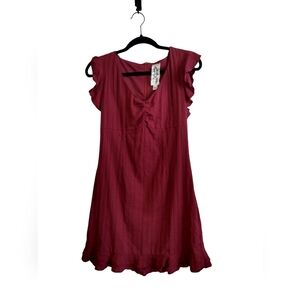 Sadie & Sage Burgundy Dress with Ruffle Details size small